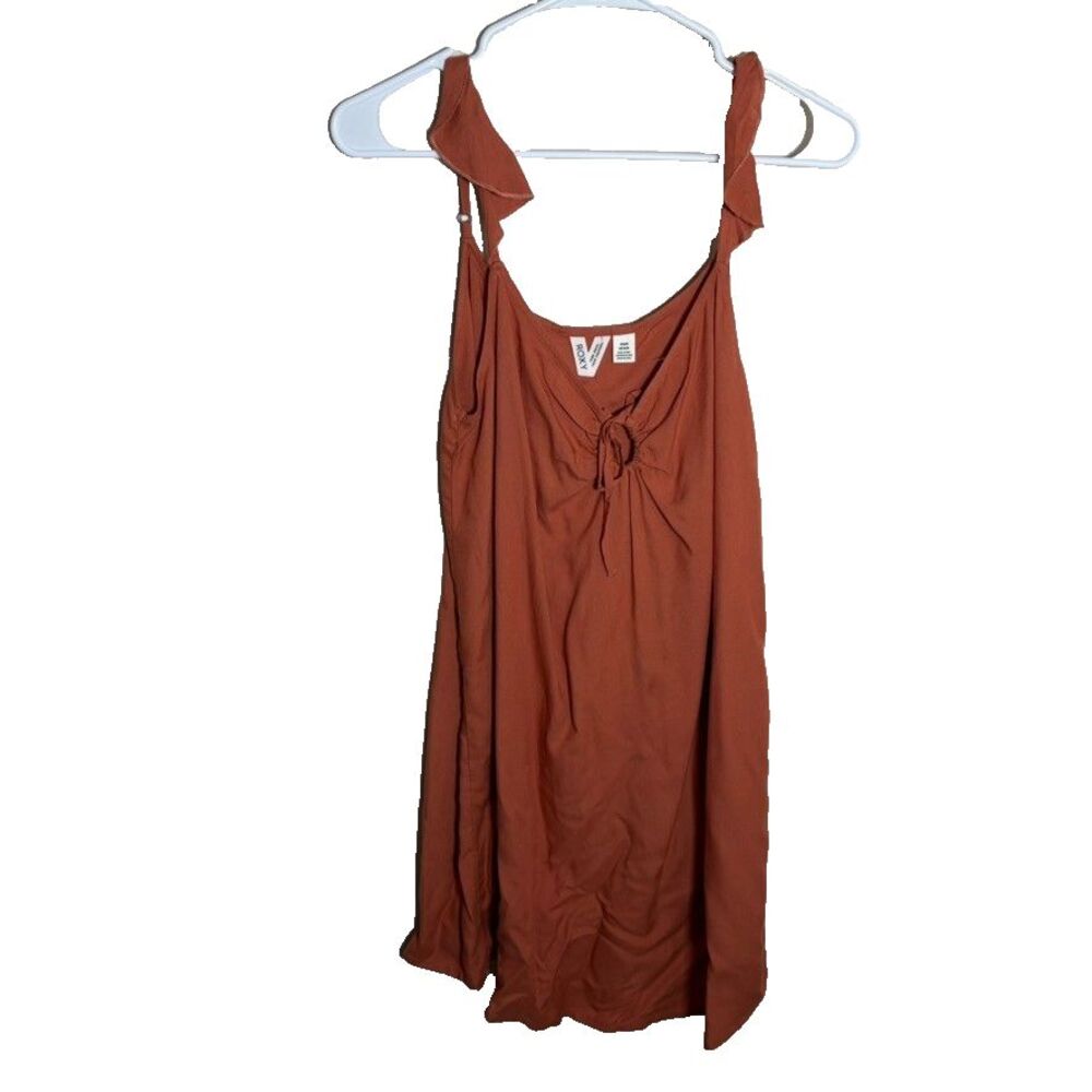 Roxy Dress Women's Medium Orange Sleeveless Tie V-Neck Tie Summer Boho Mini